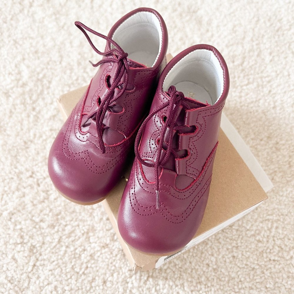 Oxford Baby Booties in Burgundy